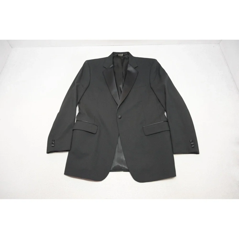 Jos a Bank Tuxedo Suit Set Mens Size 43L 36x32 Black Peak Lapel Formal Excellent